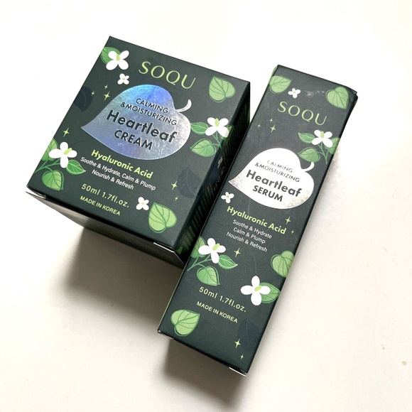 Bundle 2pc New Korean SOQU Calming Moisturizing Heartleaf Serum + Cream K-Beauty - Picture 1 of 3